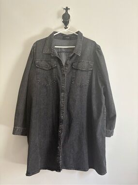 Yours Clothing Black Washed Denim Jacket